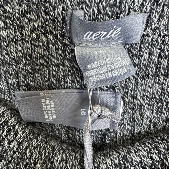 Aerie Cashmere Blend Knit Leggings Size L Gray High Waisted Ribbed Pull On NWT - Picture 3 of 9